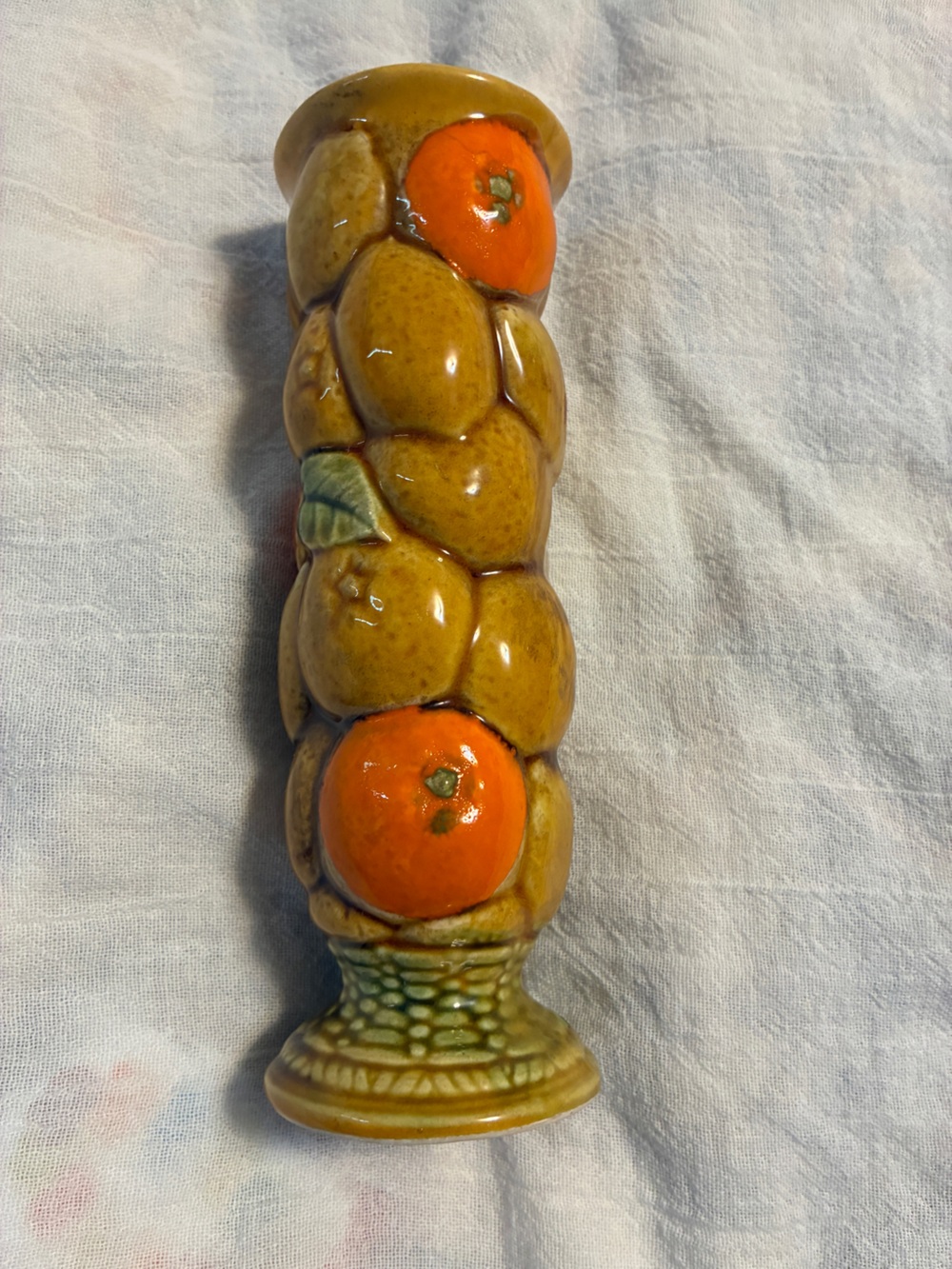 Vintage Inarco Japan Ceramic Fruit Decorative Vase oranges lemons 7”